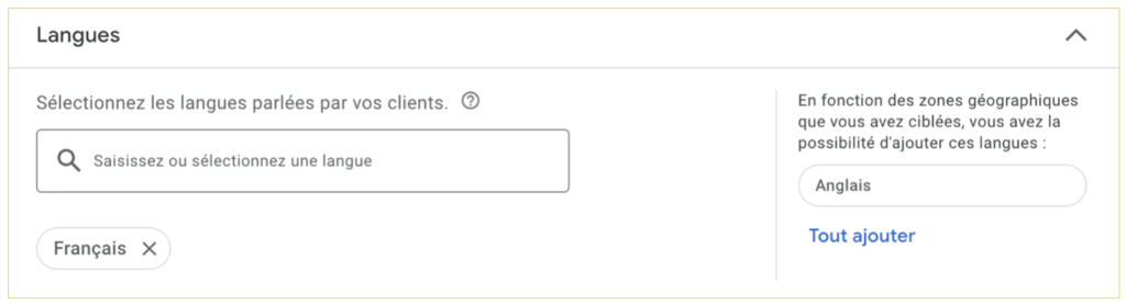 Campagne différentes langues Google Ads
